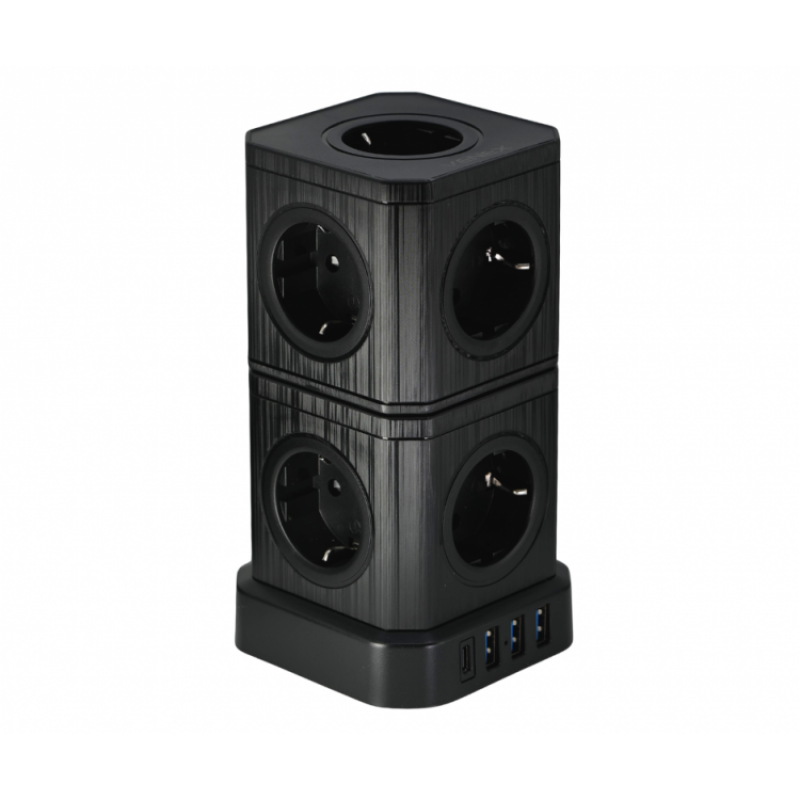 JAGER VB4U9E-C ΠΟΛΥΠΡΙΖΟ ΚΥΒΟΣ VENEX, 9 ΘΕΣΕΙΣ ΣΟΥΚΟ, 3 ΘΥΡΕΣ USB A, 1 ΘΥΡΑ USB C, 20W 