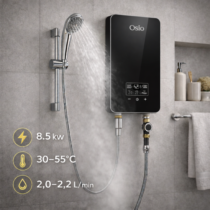 Osio OHF-2890B Ηλεκτρικός Ταχυθερμαντήρας Τοίχου Μπάνιου 8,5 kW με Ψηφιακή Οθόνη Μαύρος (10068-0023) Osio OHF-2890B Ηλεκτρικός Ταχυθερμαντήρας Τοίχου Μπάνιου 8,5 kW με Ψηφιακή Οθόνη Μαύρος (10068-0023)