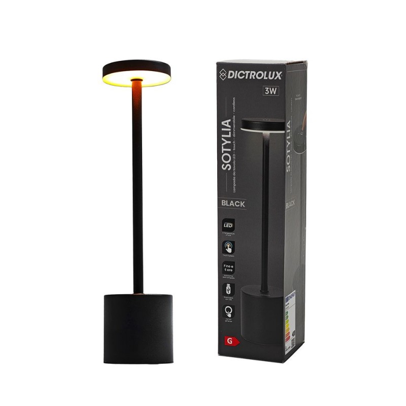 DICTRO LUX 794950  Φωτιστισκό επιτραπέζιο LED επαναφορτιζόμενο Μαύρο (020130)
