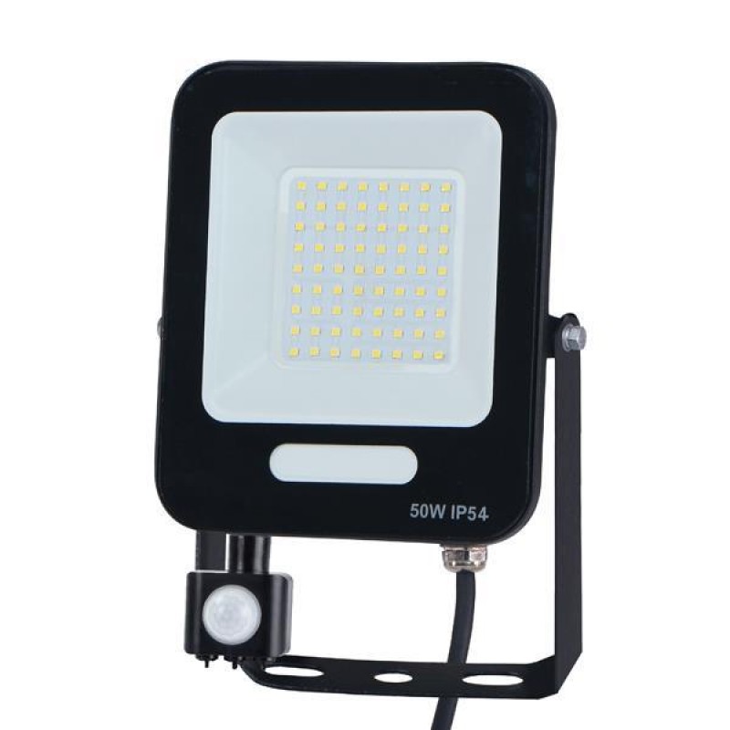 Eurolamp  147-69070 Προβολεας LED 50W SMD Με Περιστρεφομενο Ανιχνευτη Κινησης IP54 4000K PLUS Μαυρος (147-69070) 