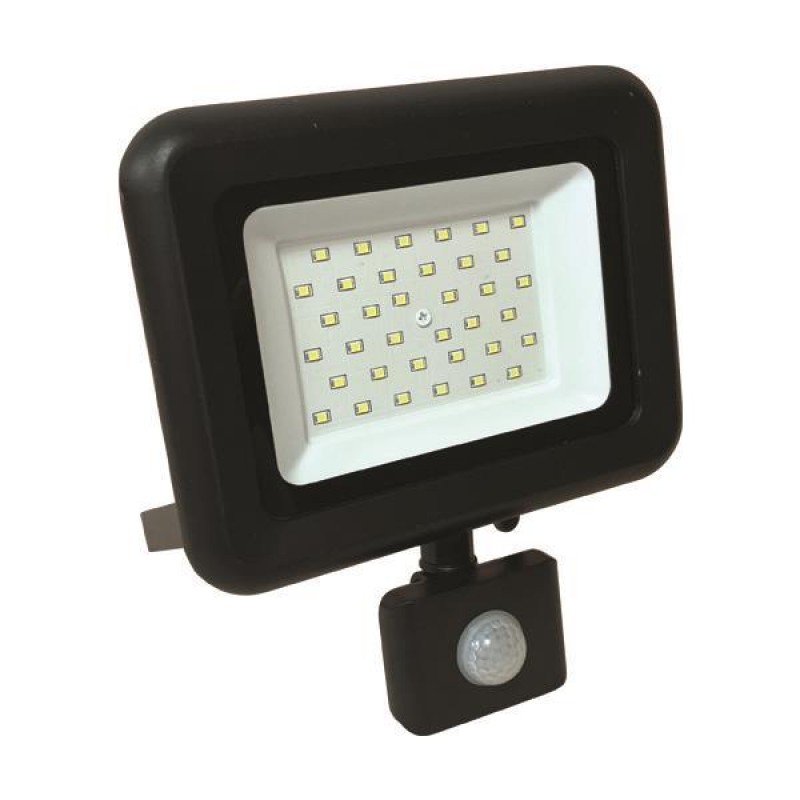 Eurolamp  147-69636 Προβολέας LED 30W SMD Με Περιστρεφόμενο Ανιχνευτή Κίνησης IP44 6500K PLUS Μαύρος  