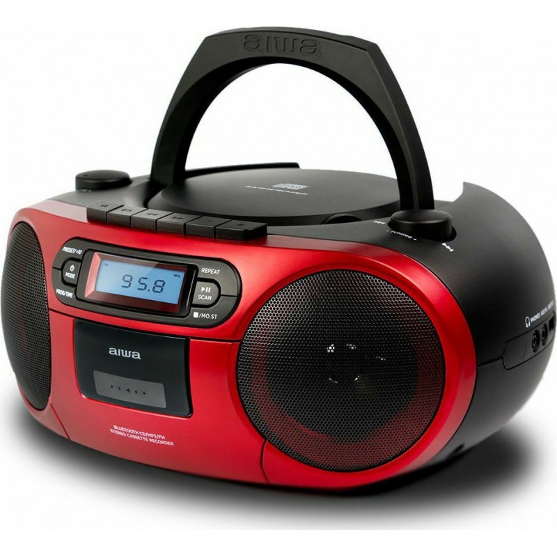  AIWA BBTC-550 Φορητό Ράδιο CD / MP3 / USB / Κασετόφωνο με Bluetooth Κόκκινο