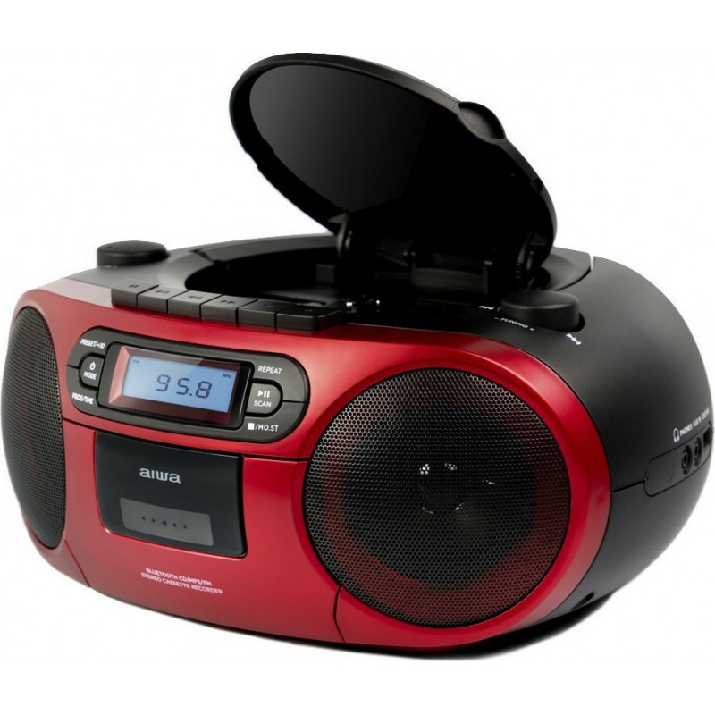  AIWA BBTC-550 Φορητό Ράδιο CD / MP3 / USB / Κασετόφωνο με Bluetooth Κόκκινο