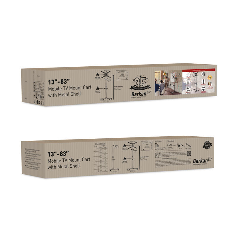 Barkan SW411H Βάση Τηλεόρασης Δαπέδου 13" - 83" με Κλίση & Ροδάκια (950032)