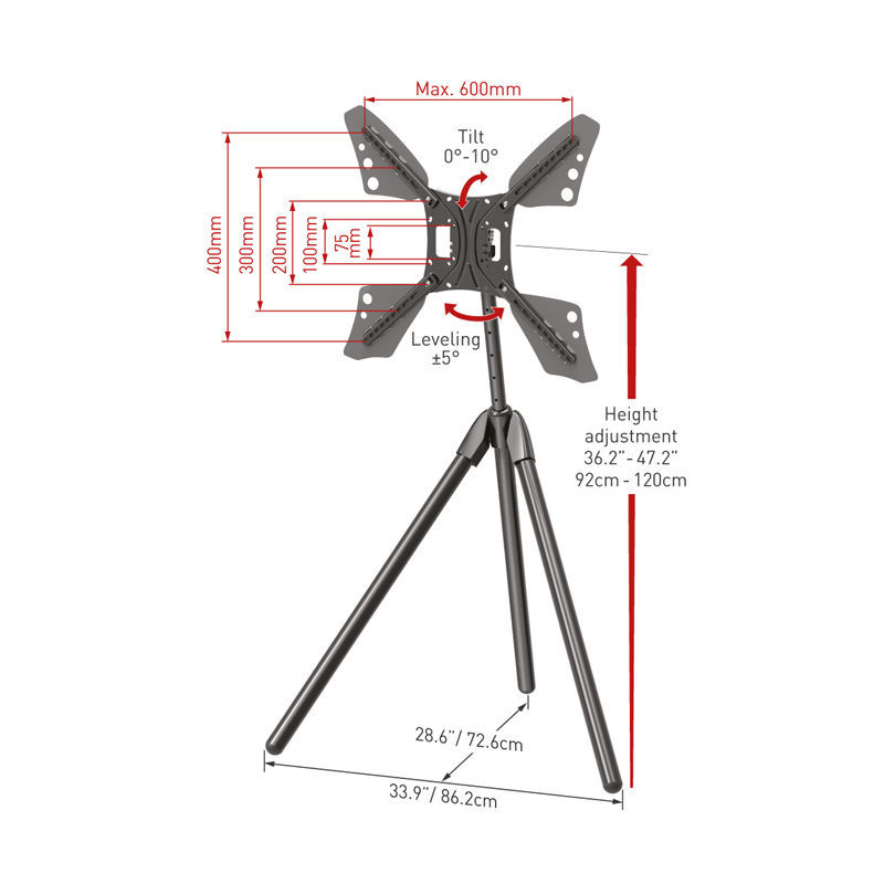 Barkan DTP410 Βάση Τηλεόρασης Δαπέδου 13" - 83" σε Τρίποδο (950033)