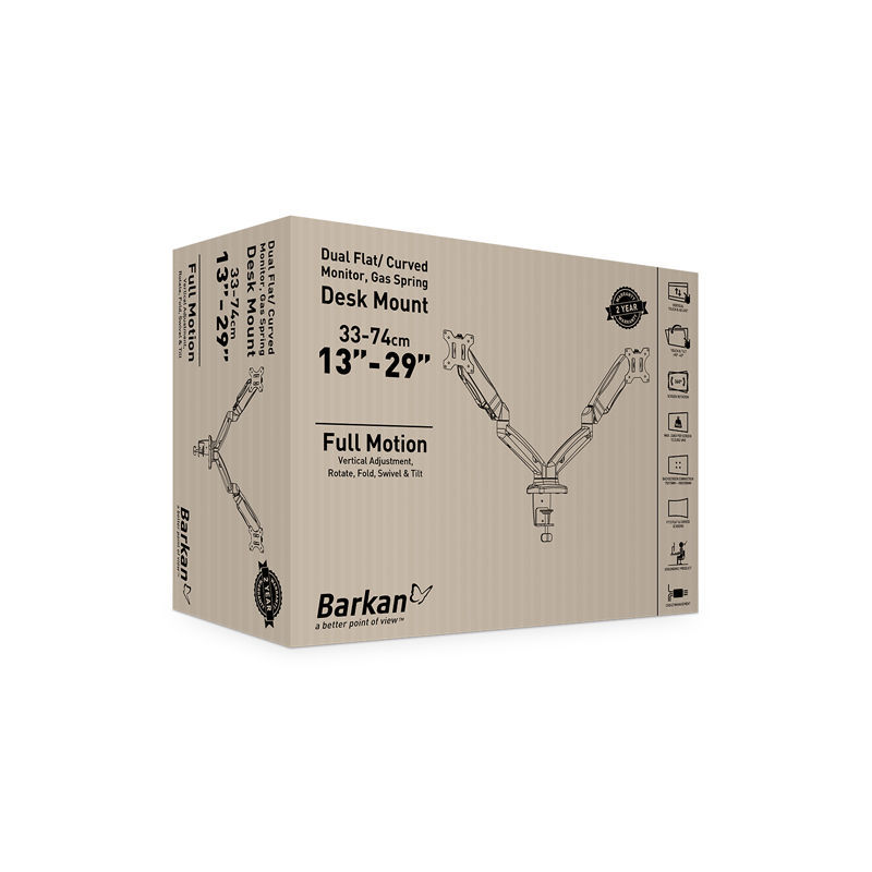 Barkan M142P  Βάση Οθόνης Γραφείου 13" - 29" για Δύο Οθόνες (950037)
