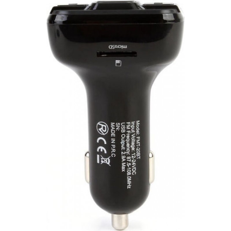 Akai FMT-20BT FM Transmitter Hands Free και φορτιστής αυτοκινήτου με Bluetooth, micro SD και 2 USB (110585-0007)