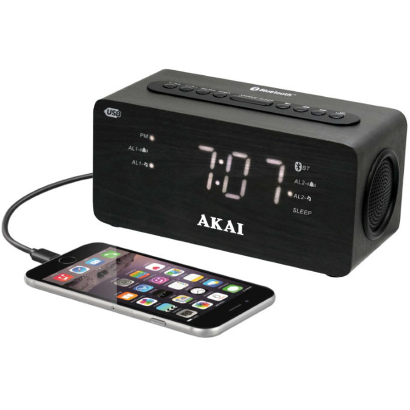 AKAI ACR-2993 Ψηφιακό ξυπνητήρι με Bluetooth, FM, Aux-In, USB για φόρτιση κινητού και διπλή αφύπνιση