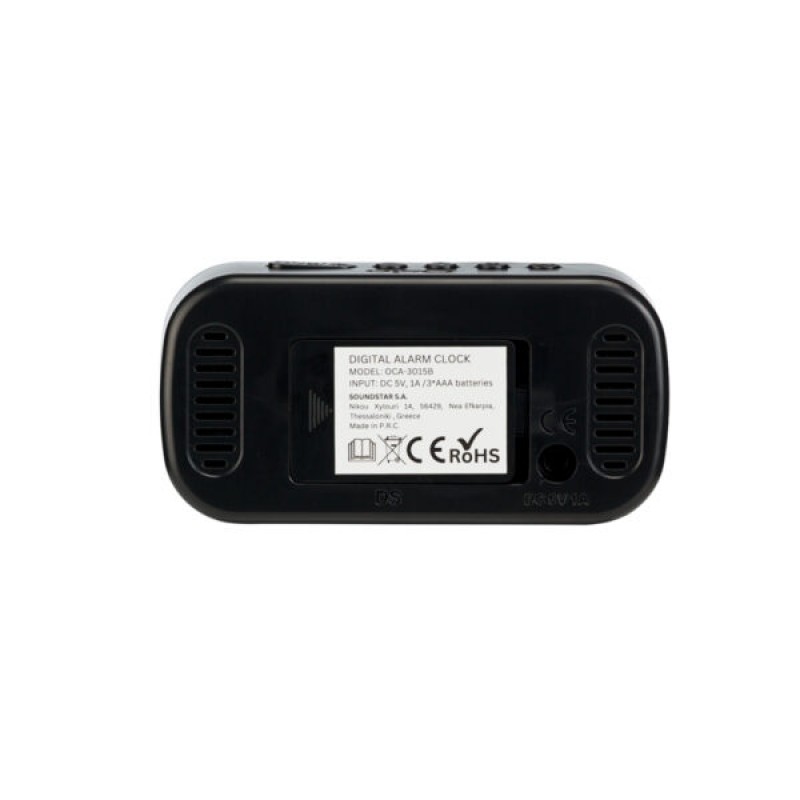Osio OCA-3015B ξυπνητήρι με ένδειξη θερμοκρασίας και ημερομηνίας, Μαύρο (151221-0001)