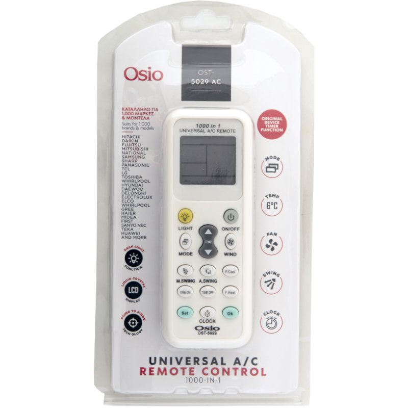 Osio OST-5029-AC Τηλεχειριστήριο για air condition universal (10006-0001)
