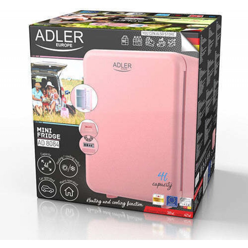 ADLER AD8084P  Mίνι Ψυγείο  AC & DC 4L Ροζ