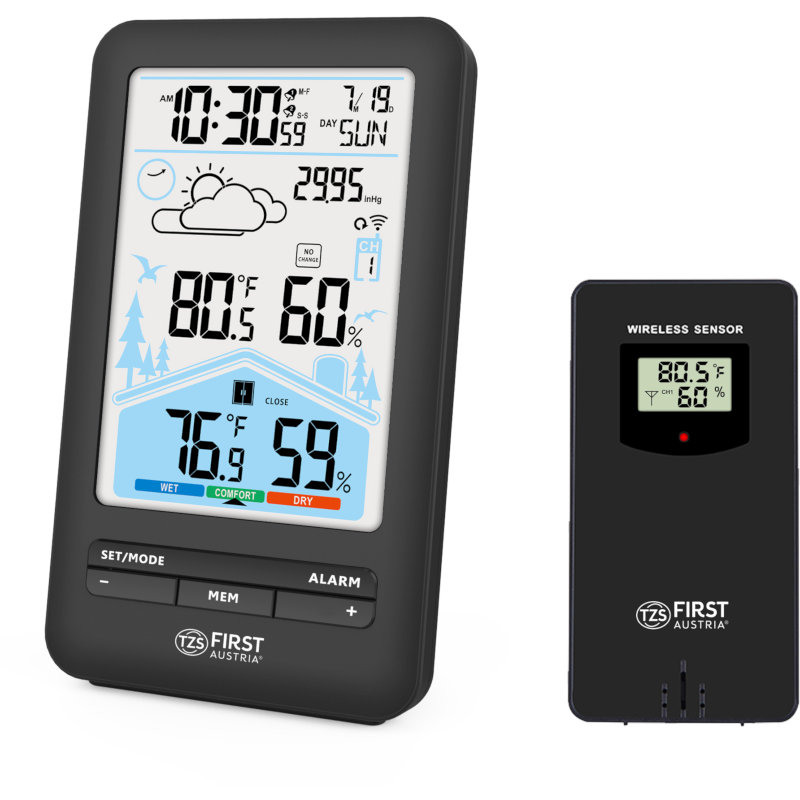 First Austria FA-2461-7 Ασύρματος μετεωρολογικός σταθμός με αισθητήρα εξωτερικού χώρου και διπλό ξυπνητήρι (199210-0003)