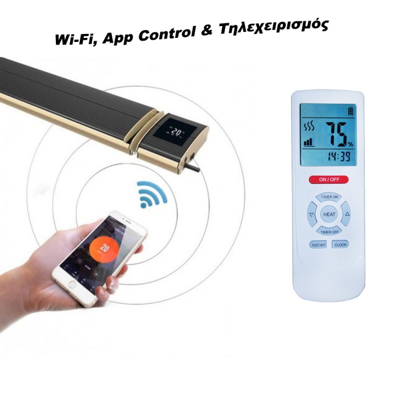TELEMAX JH-NR18-13W Υπέρυθρο Πάνελ Θέρμανσης με Τηλεχειριστήριο Wi-Fi. με Θερμοστάτη & App Control 1800W (30-1816)
