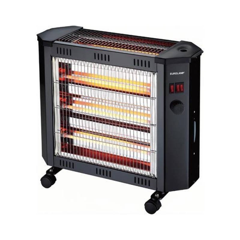 EUROLAMP 300-41407 Θερμάστρα χαλαζία με ανεμιστήρα, υγραντήρα & θερμοστάτη 2400W Μαύρη (300-41407)