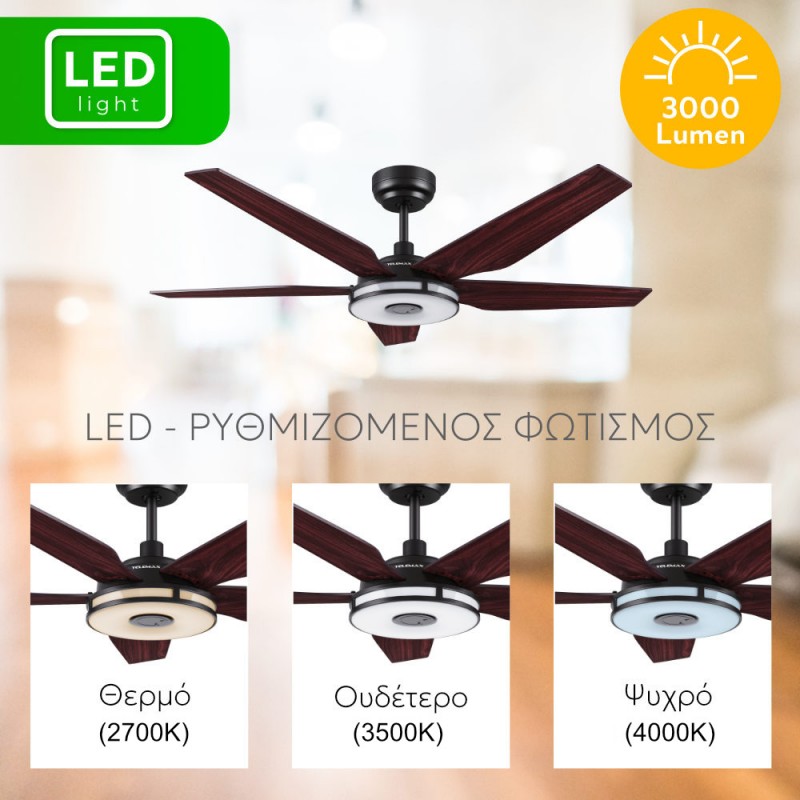 Telemax  CES565SL Ανεμιστήρας Οροφής DC με WI-Fi και Τηλεχειριστήριο Light Wood (30-0566)