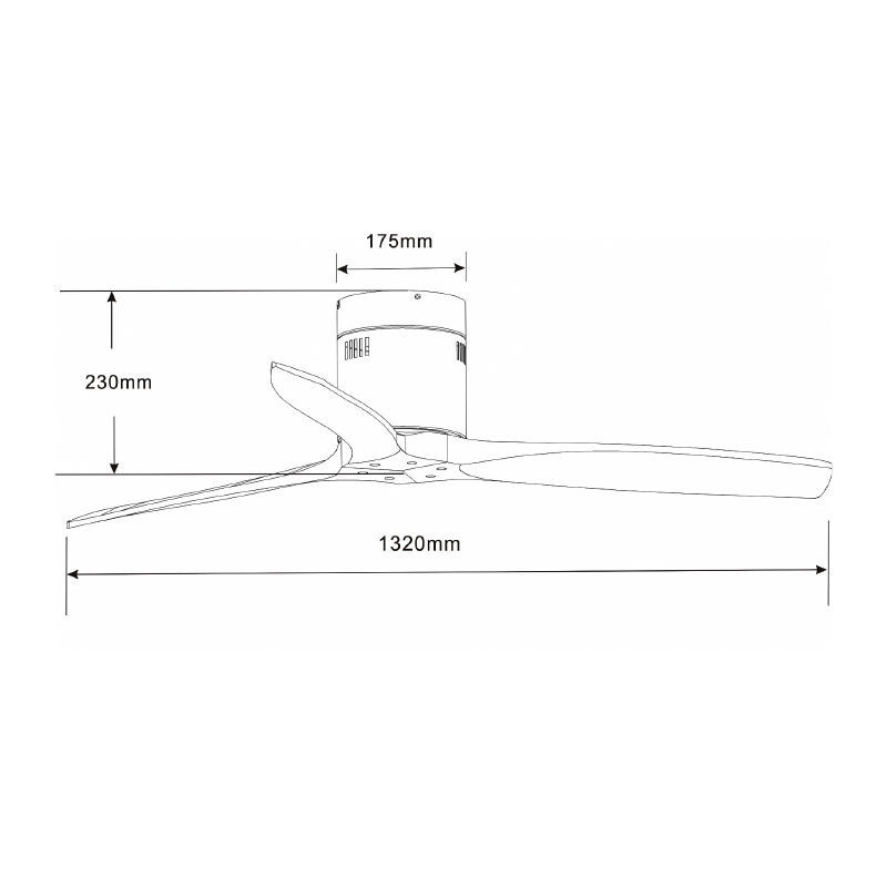 Primo PRCF-80664 Ανεμιστήρας Οροφής  DC Με Τηλεχειριστήριο με 3 ξύλινα φτερά 52'' 132εκ. Λευκός (800664)