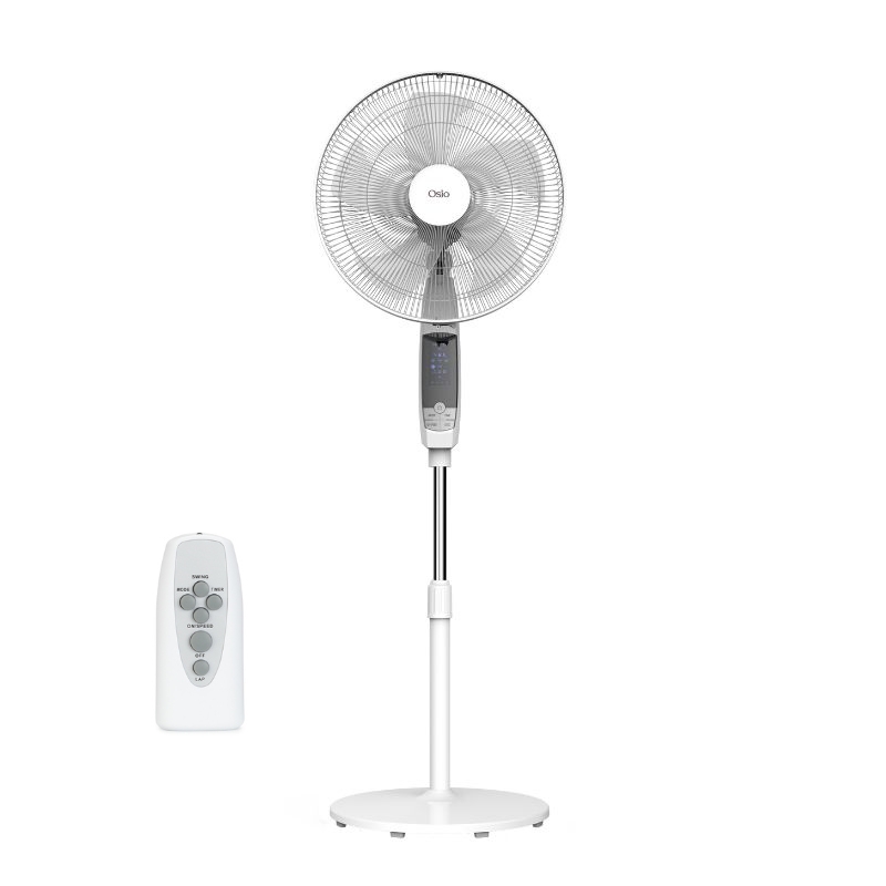 Osio OSF-9010 Λευκός ανεμιστήρας δαπέδου 16”, 3 ταχυτήτων με οθόνη και τηλεχειριστήριο-50W