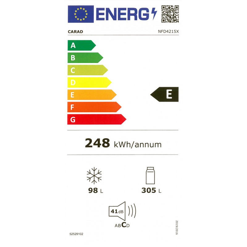 Carad NFD4215X Ψυγείο Δίπορτο  INOX No Frost LED φωτισμός 