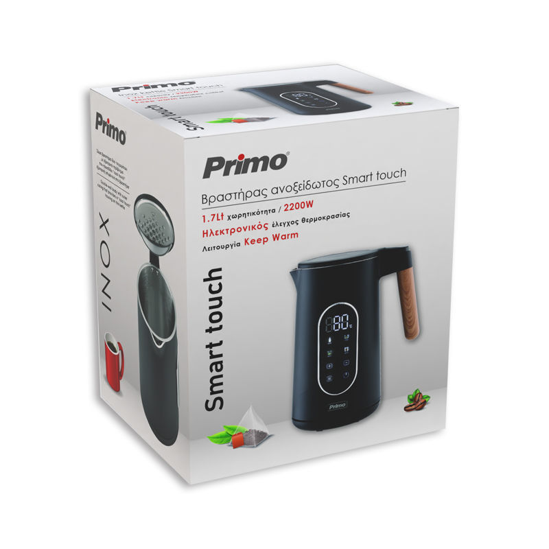 Primo PRCK-40495 Ανοξείδωτος Βραστήρας Digital Cool Touch 1.7Lt 2200W Wooden/ Μαυρος (400495)