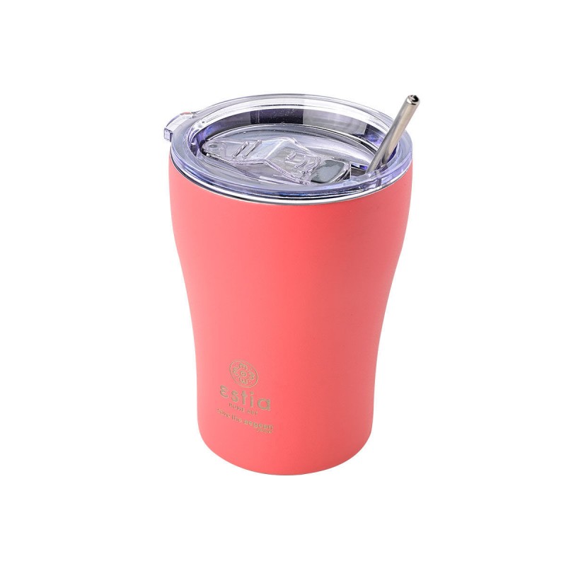 Estia Coffee Mug Save The Aegean Ποτήρι Θερμός με Καλαμάκι 350ml Fusion Coral (01-12199)