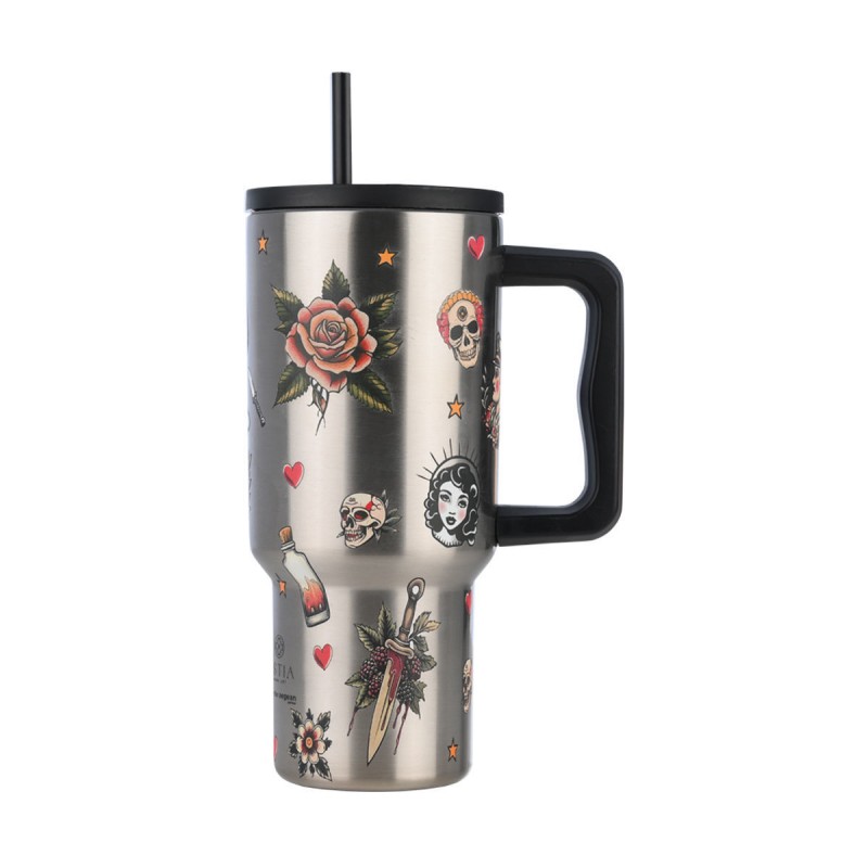 Estia 01-32050 Θερμός Straw Tumbler XL SAVE THE AEGEAN 900ml Old School (01-32050)