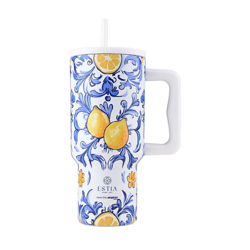 Estia 01-34832 Θερμός Straw Tumbler XL SAVE THE AEGEAN 900ml Amalfi Coast (01-34832)