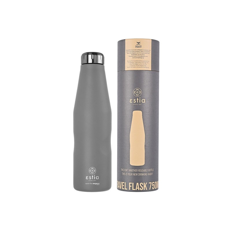 Estia Θερμός TRAVEL FLASK SAVE THE AEGEAN 750ml FJORD GREY (01-9823)