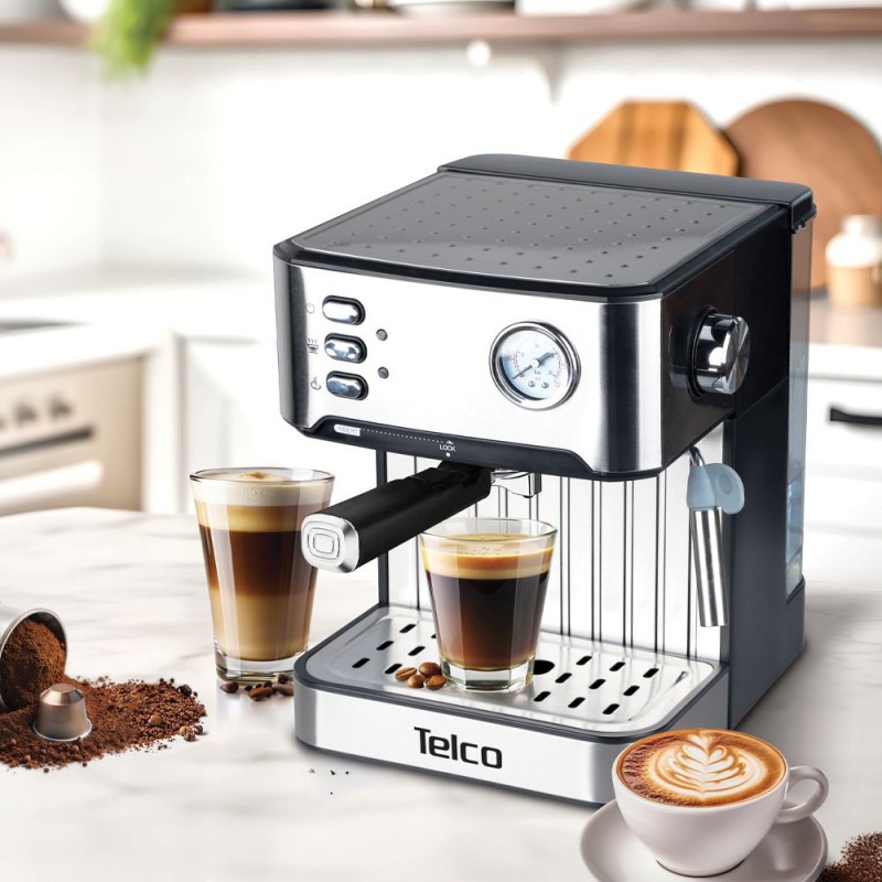 Telco KFJ6860 Καφετιέρα Espresso 20 Bar για κάψουλες και αλεσμένο καφέ 2 σε1 850W (060154)