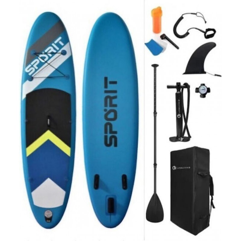 Φουσκωτή Σανίδα Sup Sporit yellow stripe 10'' με κουπί αξεσουάρ και σακίδιο μεταφοράς με μήκος 3.05m (SPT305-005)