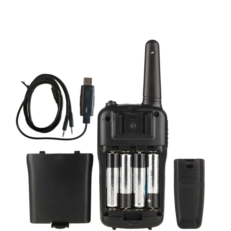 OSIO OPM-1050 Walkie Talkie Επαναφορτιζόμενο PMR με φακό και καλώδιο 8 km – 0.5W Mαύρο 