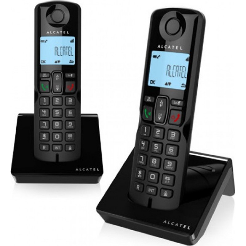 Alcatel S250 Duo Ασύρματο Τηλέφωνο με Aνοιχτή Aκρόαση, Ενδοεπικοινωνία και Μεταφορά Κλήσης Μαύρο 