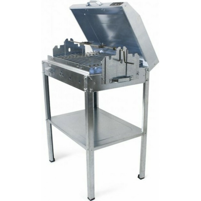 Pitsilos BBQ Ψησταριά Κάρβουνου Γαλβανιζέ με Καπάκι 55cm x 40cm (Κωδ. 137)