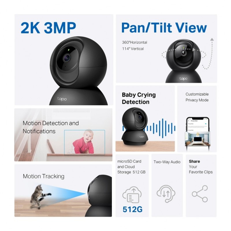 Tapo C211 Εγχρωμη Καμερα IP, Αναλυση 3MP, Χρωμα Μαυρο (55585) Tapo C211 Εγχρωμη Καμερα IP, Αναλυση 3MP, Χρωμα Μαυρο (55585)