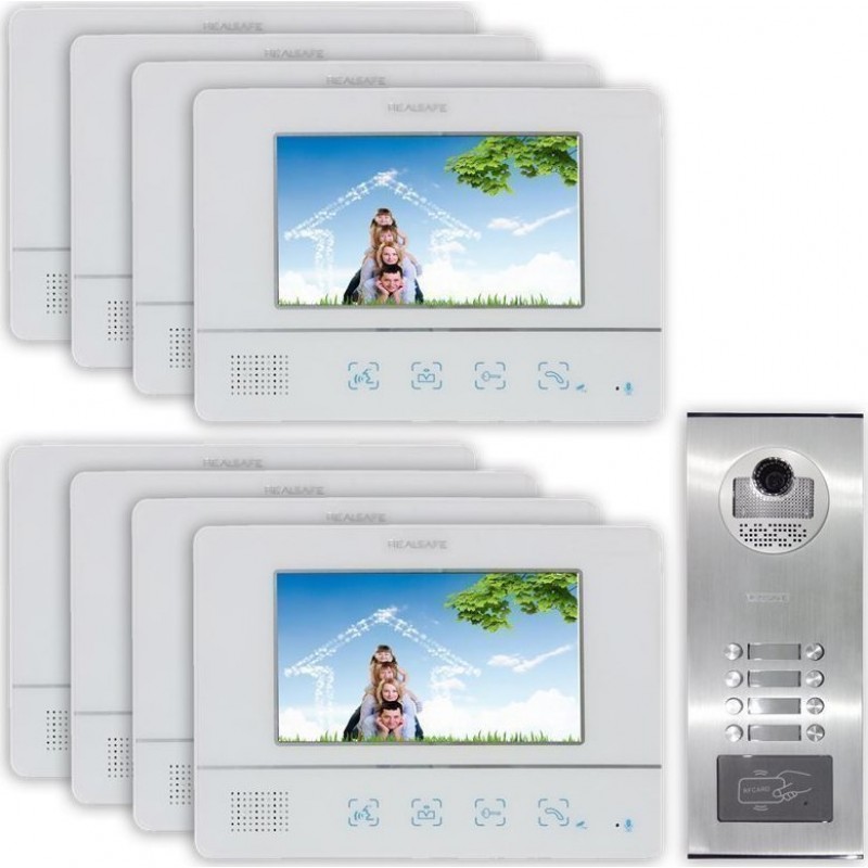 REALSAFE VDM-80 Σετ θυροτηλεόρασης (8 μόνιτορ & 1 κάμερα με οκτώ κουδούνια για πολυκατοικίες)