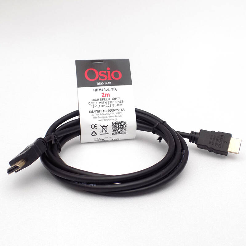 OSIO OSK-1440 Καλώδιο HDMI High Speed με Ethernet 3D Αρσενικό σε Αρσενικό 2.0m