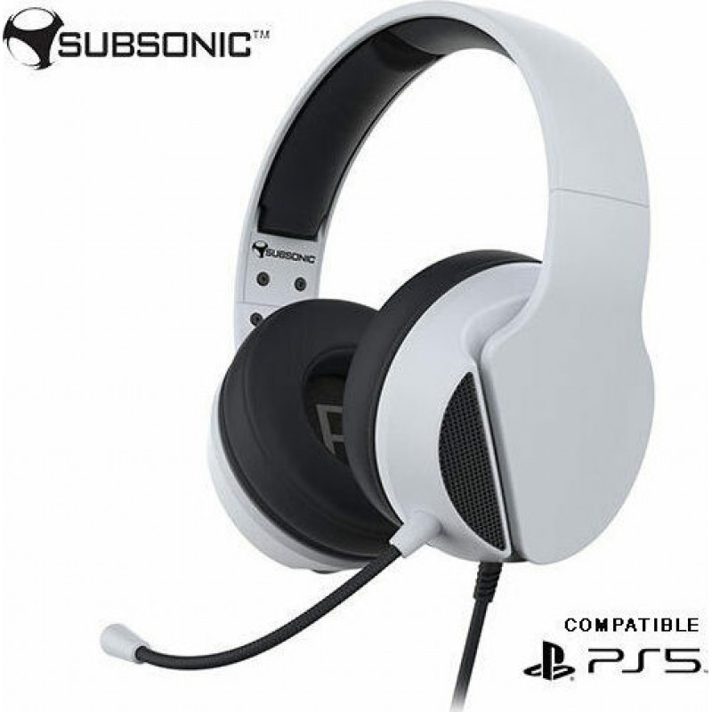 Subsonic SA5602 Gaming Headset με Ρυθμιζόμενο Στήριγμα Συμβατό με PS5 3,5mm Λευκό