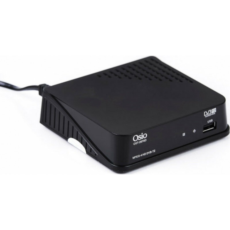 Osio OST-2670D  Ψηφιακός Δέκτης DVB-T/T2 Full HD με USB HDMI και Χειριστήριο για Τηλεόραση και Χρήστη