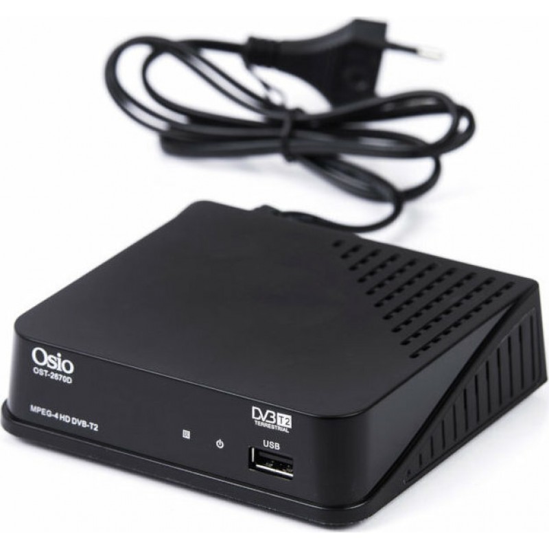 Osio OST-2670D  Ψηφιακός Δέκτης DVB-T/T2 Full HD με USB HDMI και Χειριστήριο για Τηλεόραση και Χρήστη