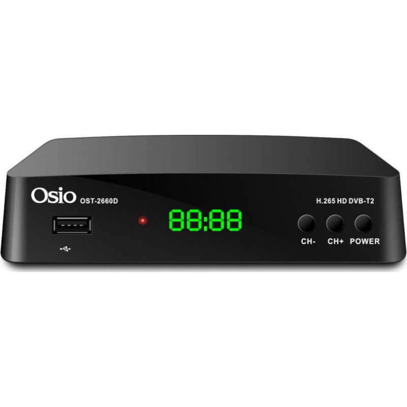 OSIO OST-2660D Αποκωδικοποιητής  DVB-T/T2 FULL HD H.265 MPEG-4 Mε USB Και Χειριστήριο Για TV & Δέκτη