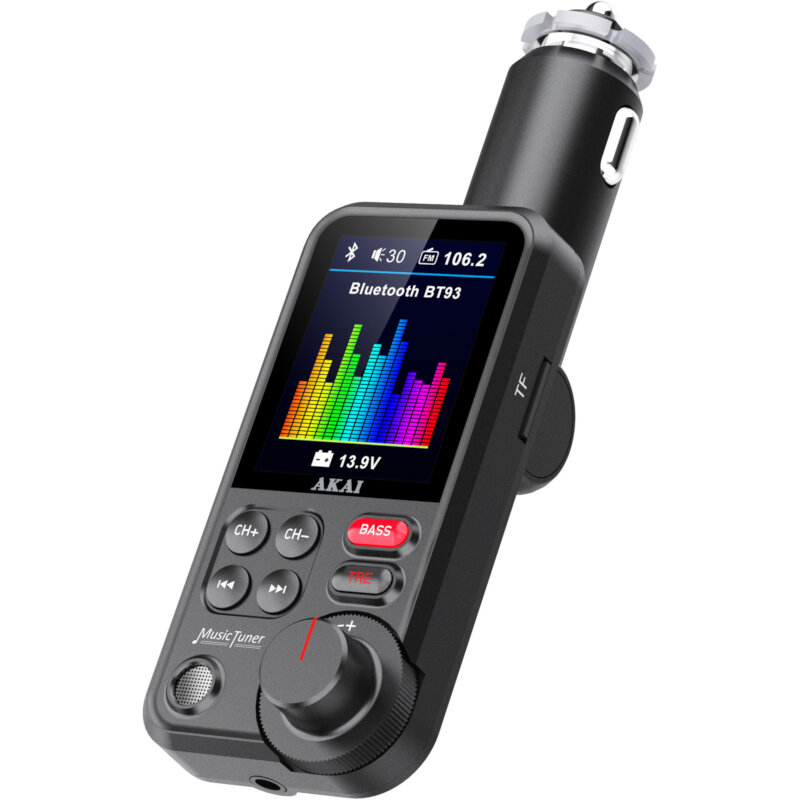 Akai FMT-93BT FM Τransmitter με Hands Free, QC Φορτιστή Αυτοκινήτου, Bluetooth, Aux-In / Out, Μicro SD και 2 USB