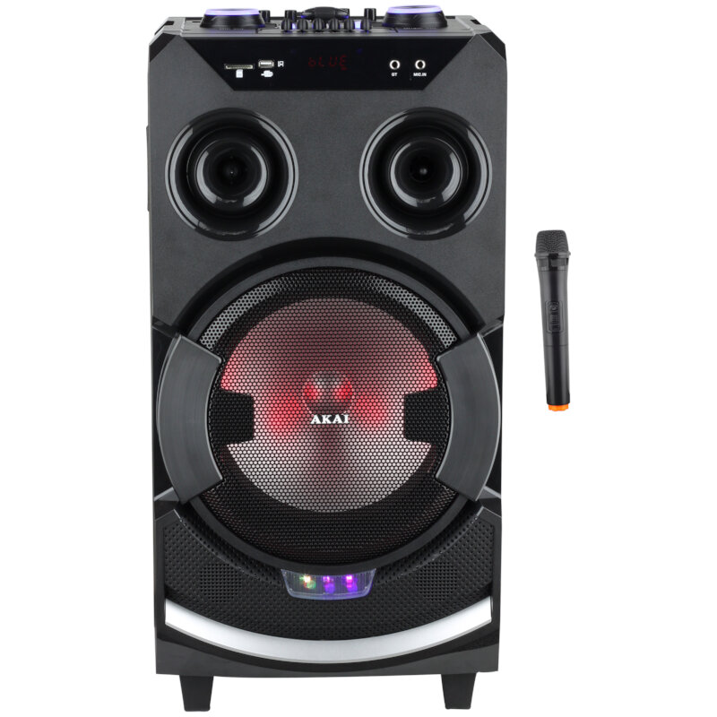 Akai ABTS-112 Φορητό Bluetooth Karaoke Party Speaker με LED, USB, Aux-In, Aσύρματο Mικρόφωνο 