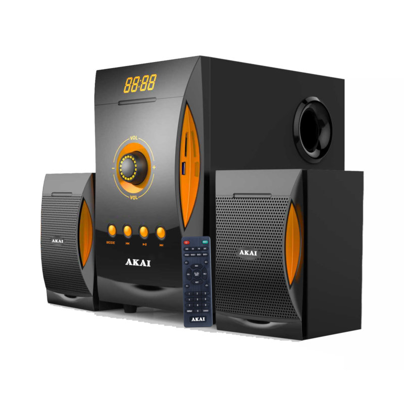 Akai SS032A-3515 Ηχοσύστημα με Τηλεχειριστήριο 2.1 ,Bluetooth, USB, SD, Aux-In και Ραδιόφωνο 38W