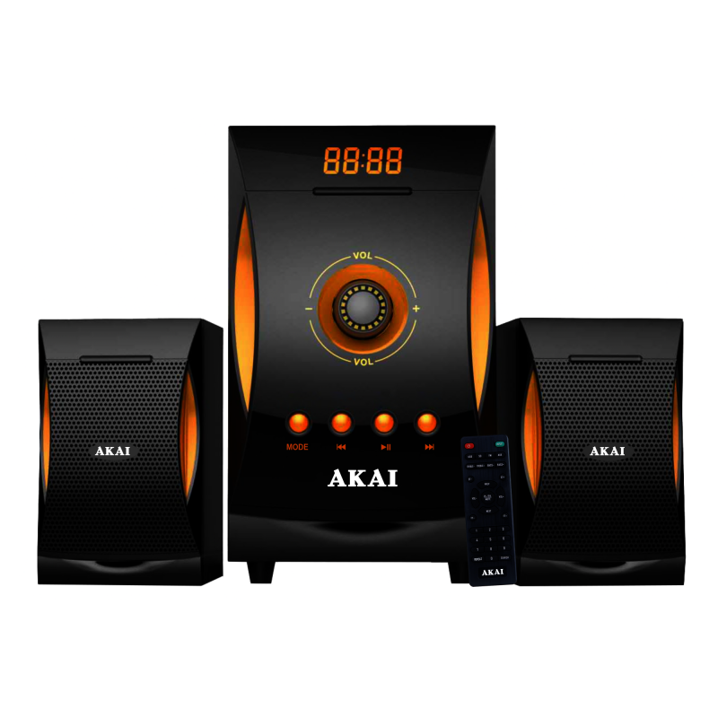 Akai SS032A-3515 – Ηχοσύστημα 2.1 Καναλιών με Subwoofer, Bluetooth, FM & USB/SD (38W RMS) με Τηλεχειριστήριο (110582-0089)