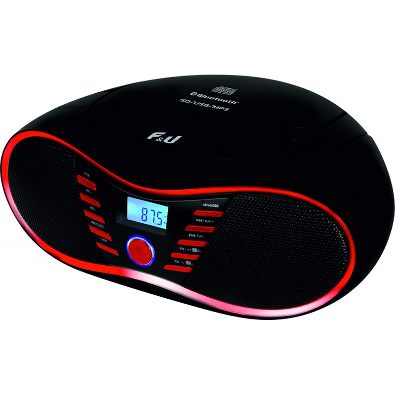 F&U Φορητό RCD9043BT Ηχοσύστημα με Bluetooth, CD, USB, Ραδιόφωνο Κόκκινο 