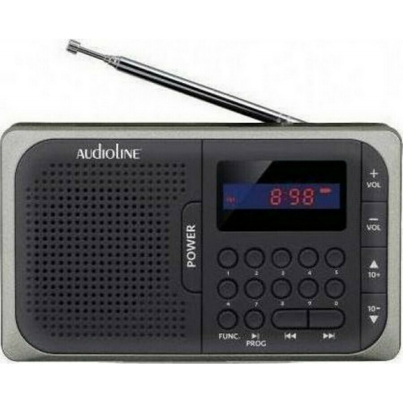 AUDIOLINE TR-210 Ψηφιακό ραδιόφωνο μπαταρίας με USB και κάρτα μνήμης SD  Μαύρο/Ασημί (070030)