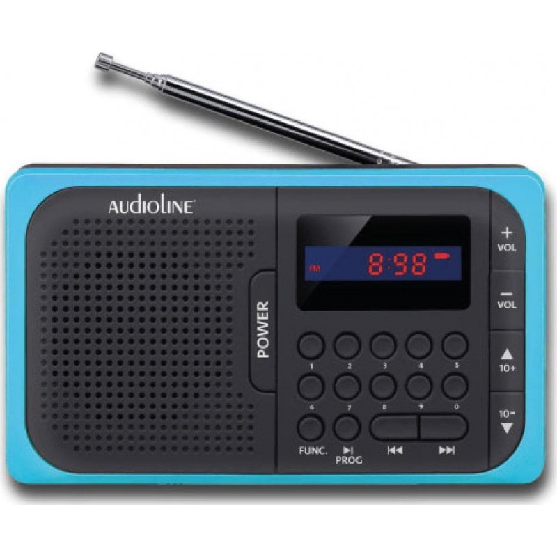 AUDIOLINE TR-210 Ψηφιακό ραδιόφωνο μπαταρίας με USB και κάρτα μνήμης SD, Μαύρο/Μπλε (070031)