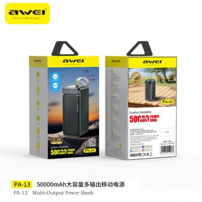 AWEI 021869 Powerbank PA-13, 50.000mah, 22.5W (021869) AWEI 021869 Powerbank PA-13, 50.000mah, 22.5W (021869)