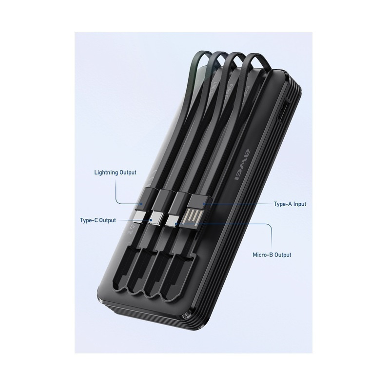 Powerbank 048958 P133K, 10000mah, 4 in 1, Black (048958) Powerbank 048958 P133K, 10000mah, 4 in 1, Black (048958)