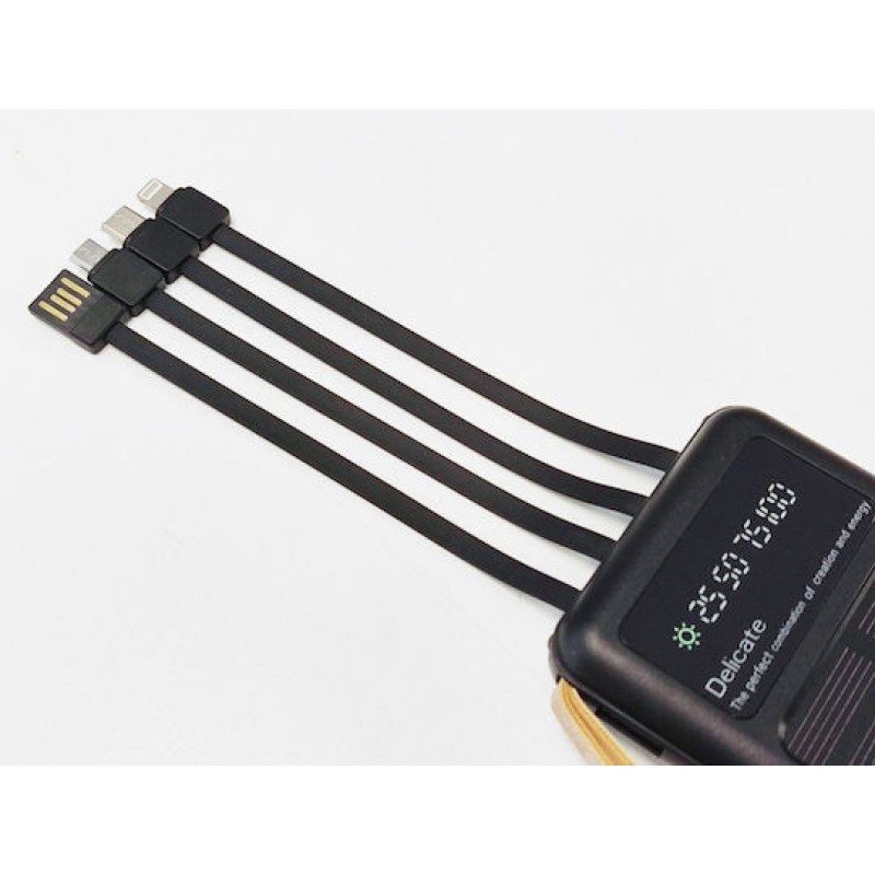 Powerbank με ηλιακό πάνελ, 4in1, 10.000mah, Y179, Black (810385) Powerbank με ηλιακό πάνελ, 4in1, 10.000mah, Y179, Black (810385)