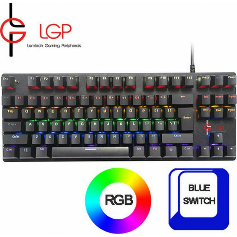 Lamtech Jupiter LGP-021745 Gaming Μηχανικό Πληκτρολόγιο Tenkeyless με Xinda Blue διακόπτες και RGB Φωτισμό (Ελληνικό) 